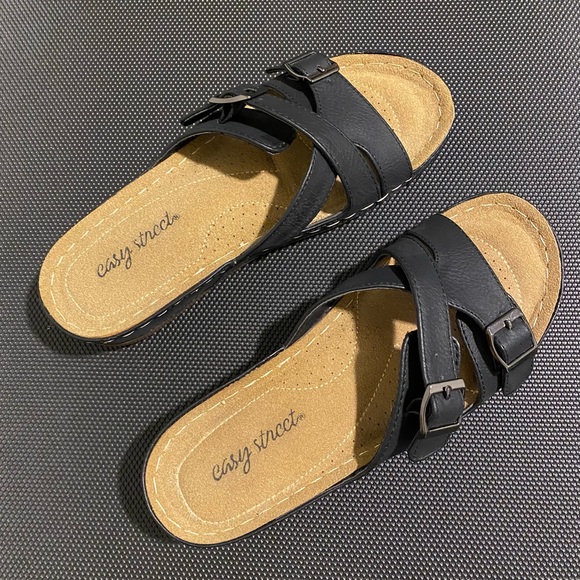 easy street Shoes - Cullula Sandals by Easy Street, w/ Adjustable Buckle, Comfort Design, 7.5 Wide